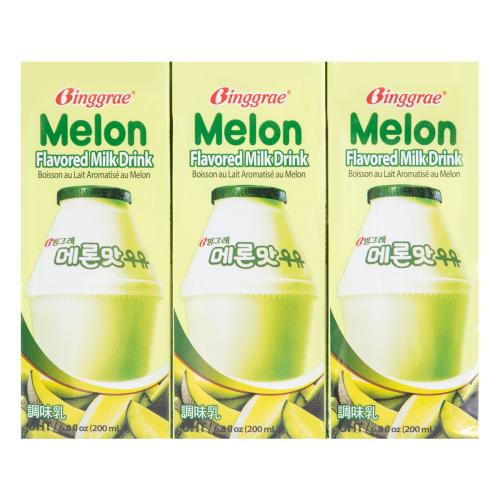 BINGGRAE Korean Melon Flavored Milk - 6 Packs* 6.76fl Oz